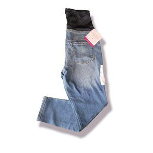 Isabel Maternity Women's Blue Cross Panel Skinny Crop Maternity Jeans